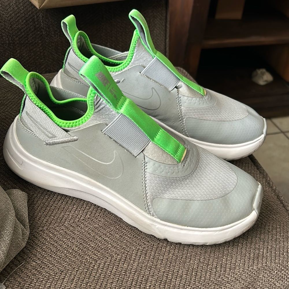 Nike  Flex Plus Running Slip On Shoes - Gray/green sz 6.5y